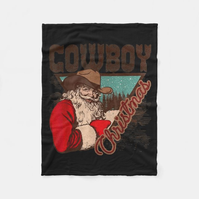 Manta Polar Cowboy Santa Claus Merry Christmas Western Country (Anverso)