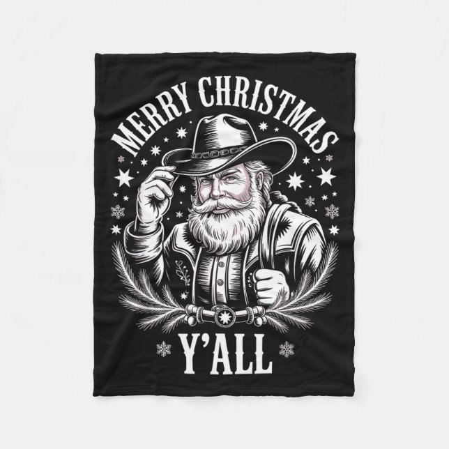 Manta Polar Cowboy Santa Claus Merry Christmas Y'all Western C (Anverso)