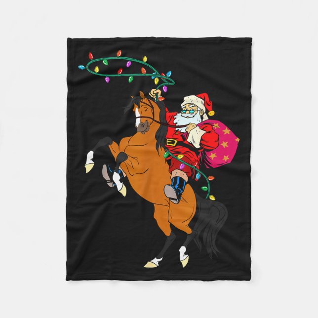 Manta Polar Cowboy Santa Claus Riding A Horse Christmas Cowboy (Anverso)