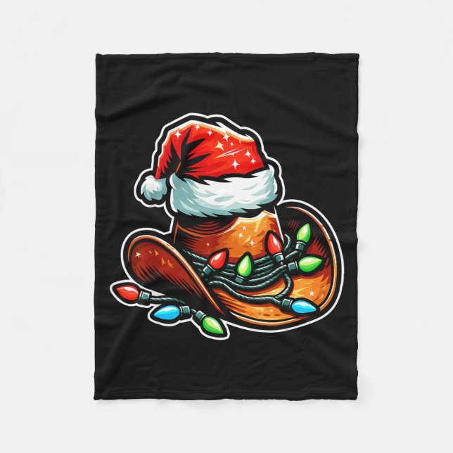 Manta Polar Cowboy Santa Hat Xmas Reindeer Rodeo Christmas In  (Anverso)