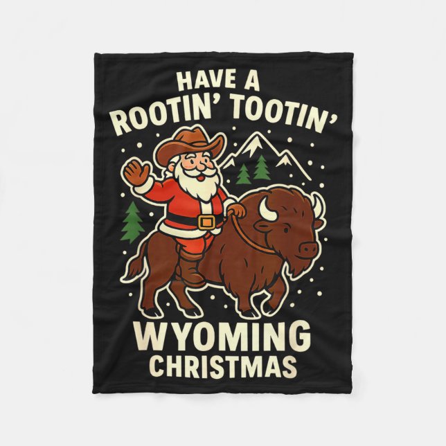 Manta Polar Cowboy Santa Shirt Wyoming Christmas Buffalo Holid (Anverso)