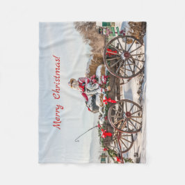 Manta Polar Cowboy Santa - Wagon con Hay Bales