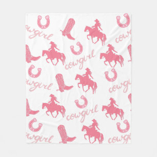 Manta Polar Cowgirl Blanket rosa occidental - Personalizado