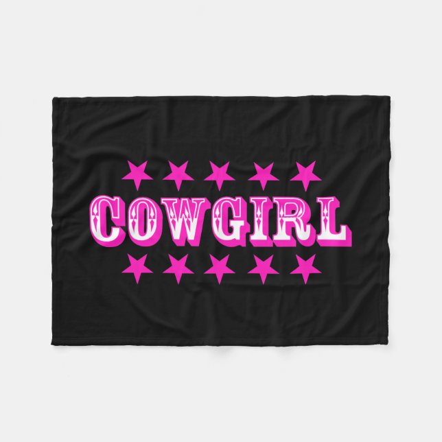 Manta Polar Cowgirl (Noche de vaca) Fleece Blankets (Frente (Horizontal))