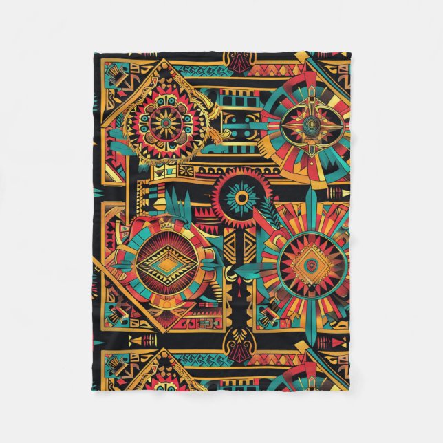 Manta Polar Cozy Blue "Aztec Dream" Content Fleece Blanket (Anverso)