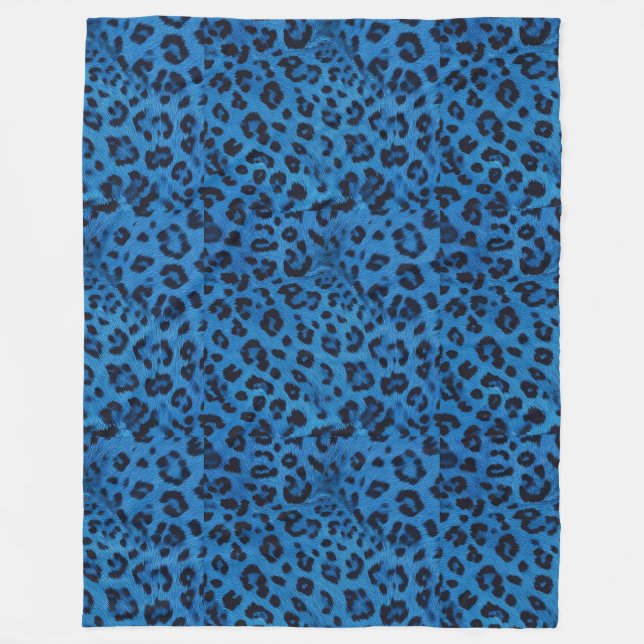 Manta Polar Cozy Blue & Black Leopard Sherpa Blanket (Anverso)