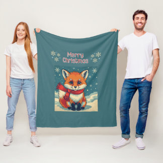 Manta Polar Cozy Christmas Fox Fleece Blanket