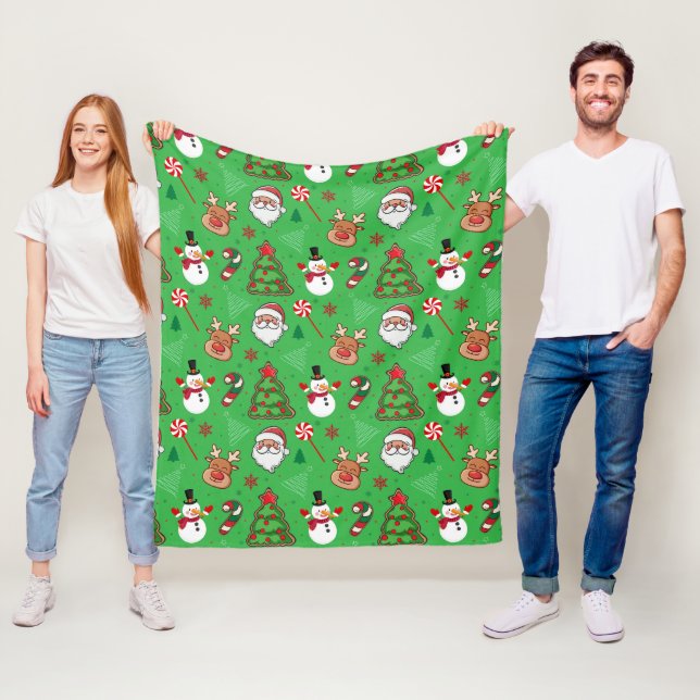 Manta Polar Cozy Christmas Magic– Santa, Reindeer & Snowflakes (In situ)