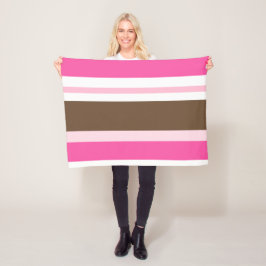 Manta Polar Cozy Custom Fleece Blanket Brown & Pink Stripe
