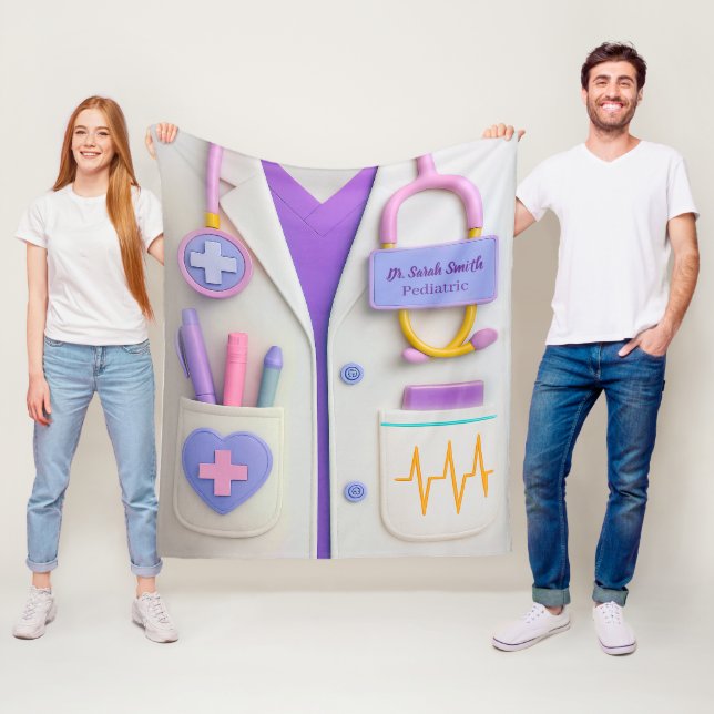 Manta Polar Cozy Doctor Blanket – Heart & Healing Design (In situ)