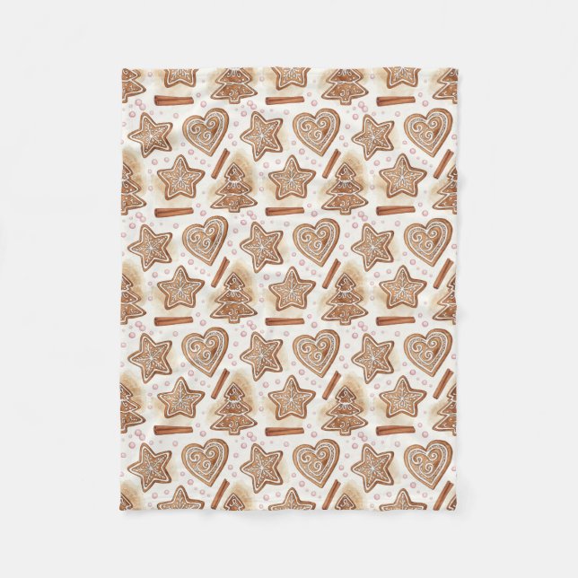 Manta Polar Cozy Gingerbread Cookie Seamless Pattern (Anverso)