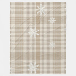 Manta Polar Cozy Gingham Snowflake Blanket – Beige & Taupe