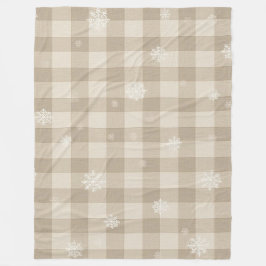 Manta Polar Cozy Gingham Snowflake Blanket – Beige & Taupe