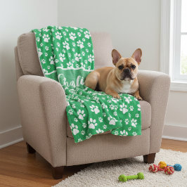 Manta Polar Cozy Paw Print Personalizado Dog Blanket - Persona