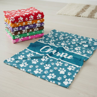 Manta Polar Cozy Paw Print Personalizado Dog Blanket - Persona