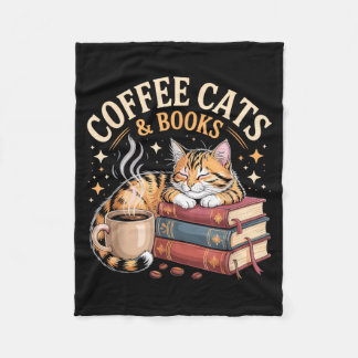 Manta Polar Cozy Reading Cat Coffee And Books Lover Artwork