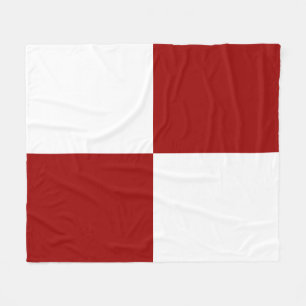 Manta Polar Cozy Red and White Rectangels Fleece Blanket