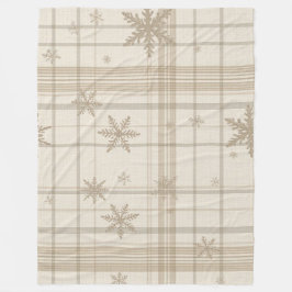 Manta Polar Cozy Snowflake Gingham Plaid Blanket –Warm Neutral