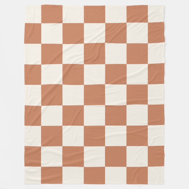 Manta Polar Cozy Terracotta Rust & Cream Buffalo Check (Anverso)