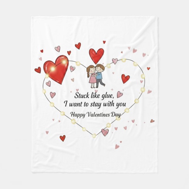 Manta Polar cozy togetherness personalized heart illustration (Anverso)