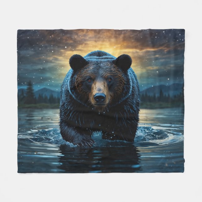 Manta Polar Cozy Wilderness Bear Blanket (Frente (Horizontal))