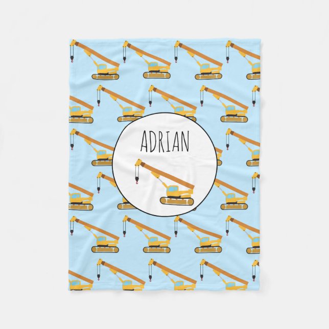 Manta Polar Crane Construction Cruck Baby Nombre personalizado (Anverso)