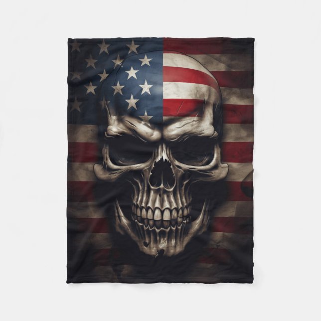 Manta Polar Cráneo de Bandera Americana (Anverso)