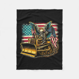 Manta Polar Cráneo de Halloween con bandera estadounidense