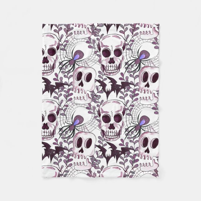 Manta Polar cráneo morado, murciélagos y arañas (Anverso)