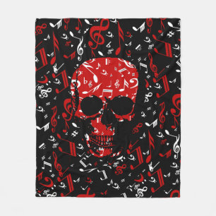 Manta Polar Cráneo negro rojo de las notas musicales