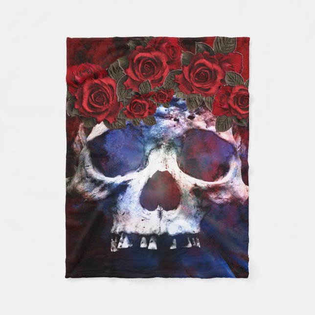 Manta Polar Cráneo rojo, blanco, y azul (Anverso)