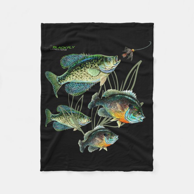 Manta Polar Crappie Bluegill Fishing Shirts Hoodies Black Fly  (Anverso)