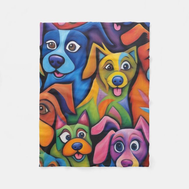 Manta Polar Crazy cool abstract cartoon dogs (Anverso)