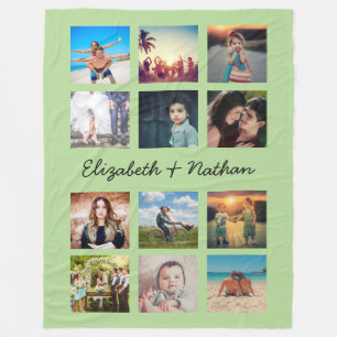 Manta Polar Crea tu Personalizado 12 verde de moda de Collage