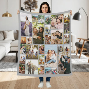 Manta Polar Crea tu propio collage de 28 fotos personalizadas