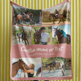 Manta Polar Crea tu propio Collage de fotos de caballo rosado