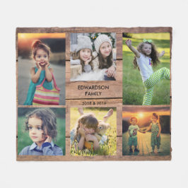 Manta Polar Crea tu propio collage de fotos familiares rústica