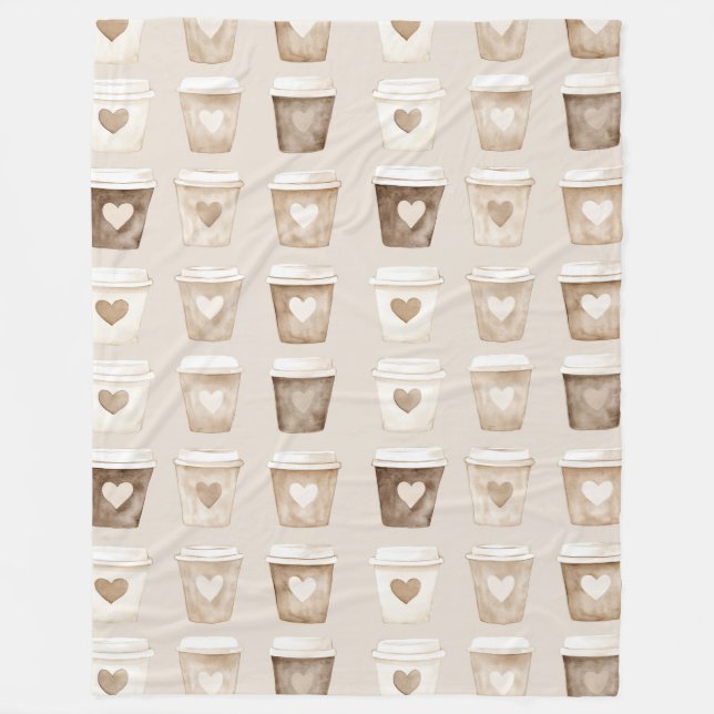 Manta Polar Cream Coffee Heart Cups (Anverso)