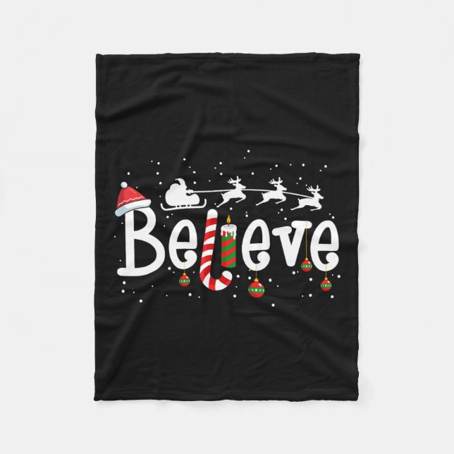 Manta Polar Crean Navidades Santa Claus Reindeer Candy Cane (Anverso)