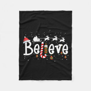 Manta Polar Crean Navidades Santa Claus Reindeer Candy Cane