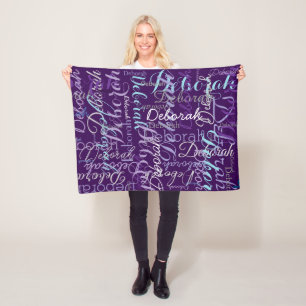 Manta Polar Crear nombre personalizado tipografía púrpura