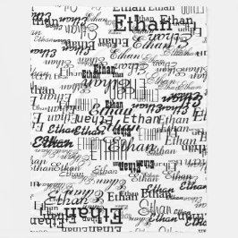 Manta Polar Crear su propio nombre en blanco y negro