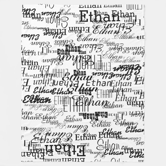 Manta Polar Crear su propio nombre en blanco y negro (Anverso)