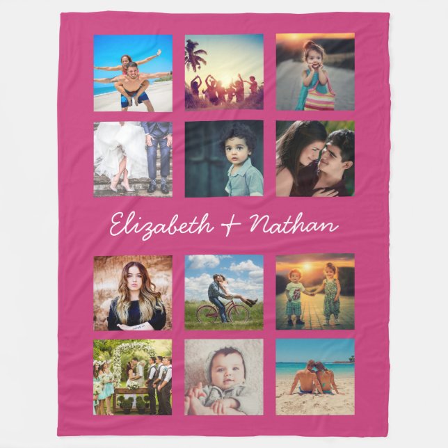 Manta Polar Crear su propio Personalizado 12 Collage de fotos  (Anverso)