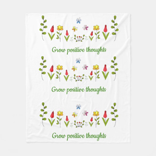 Manta Polar Crecer pensamientos positivos flores (Anverso)