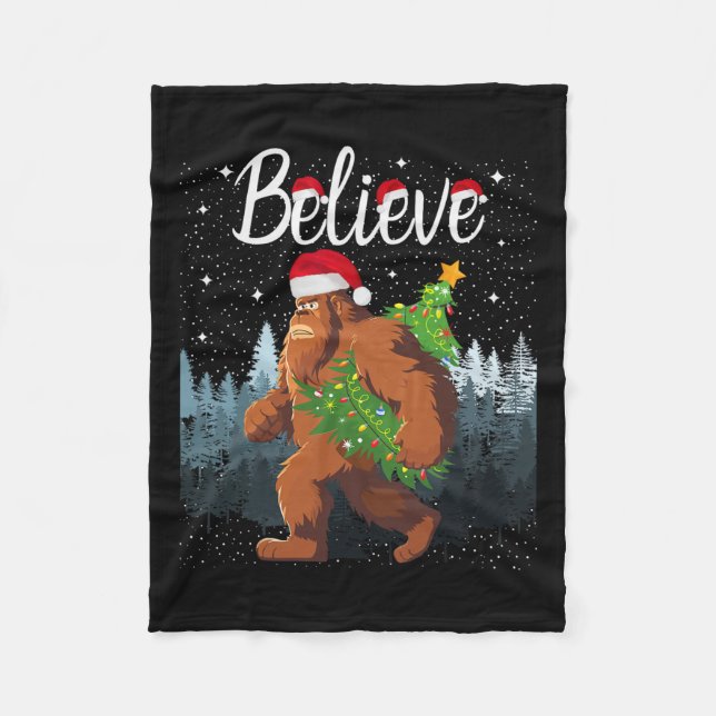 Manta Polar Cree Que Los Pie Grande Llevan Árbol De Navidad Us (Anverso)