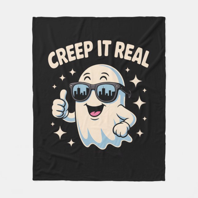 Manta Polar Creep It Real, lindo fantasma de Halloween (Anverso)