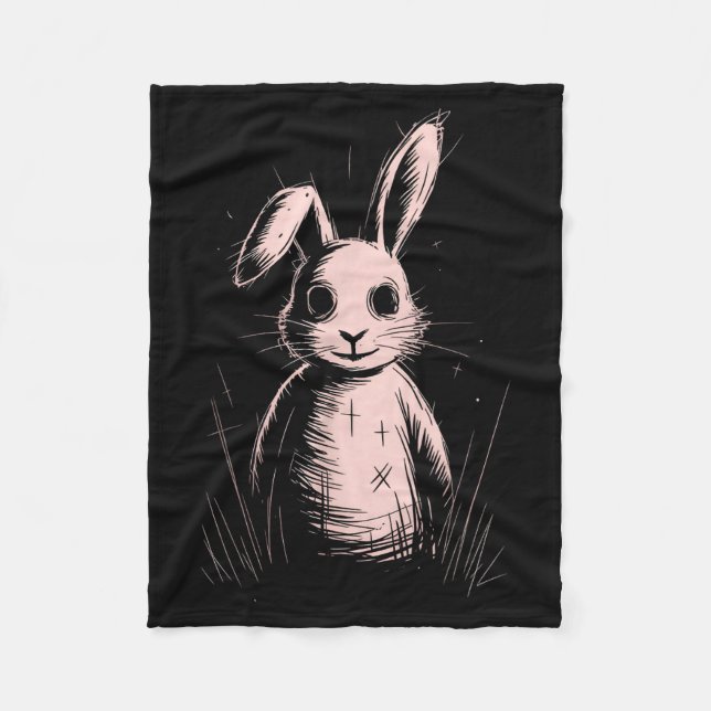 Manta Polar Creepy Cute Goth Rabbit Horror Bunny Sketch Alt Ng (Anverso)