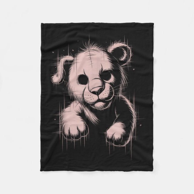 Manta Polar Creepy Cute Goth Teddy Lion Horror Sketch Nge Bear (Anverso)