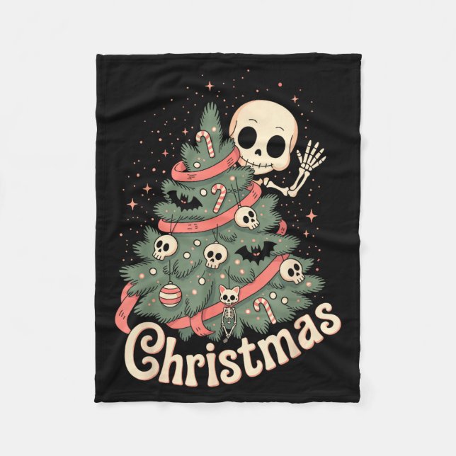Manta Polar Creepy Cute Kawaii Skeleton Christmas Tree Skull B (Anverso)